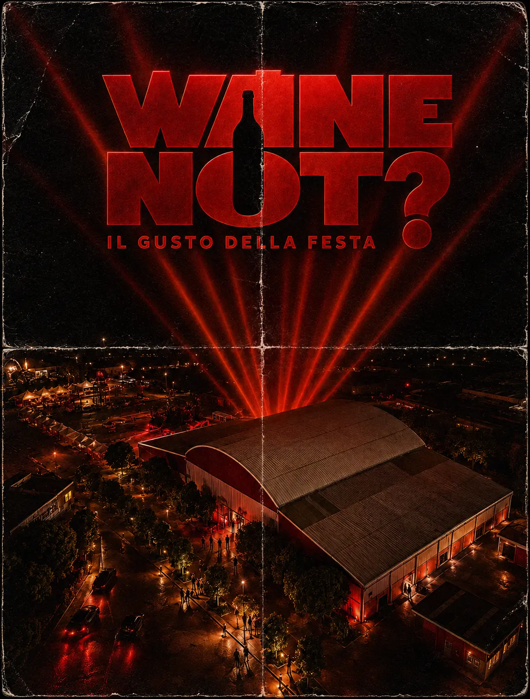 Opera Music Forum visto dall’alto con i fasci luminosi di WINE NOT?
